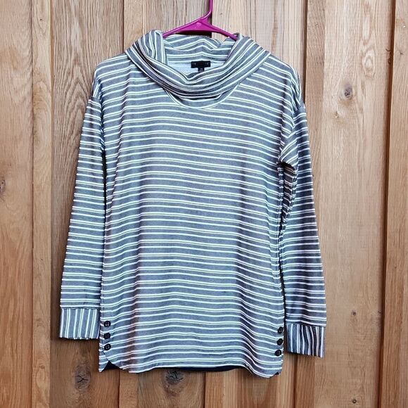 NEW Talbots Long Sleeve Striped Turtleneck Tunic Shirt, XS, Black & White - Picture 1 of 10